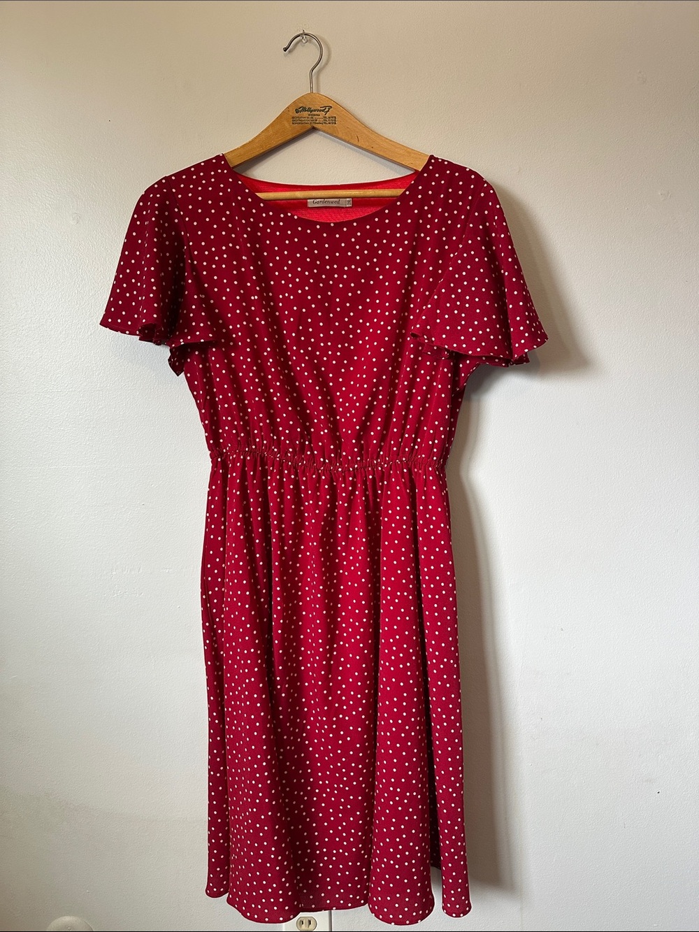 Gardenwed‎ Women’s Red Polka Dot Flutter Sleeve Dress Size 2XL